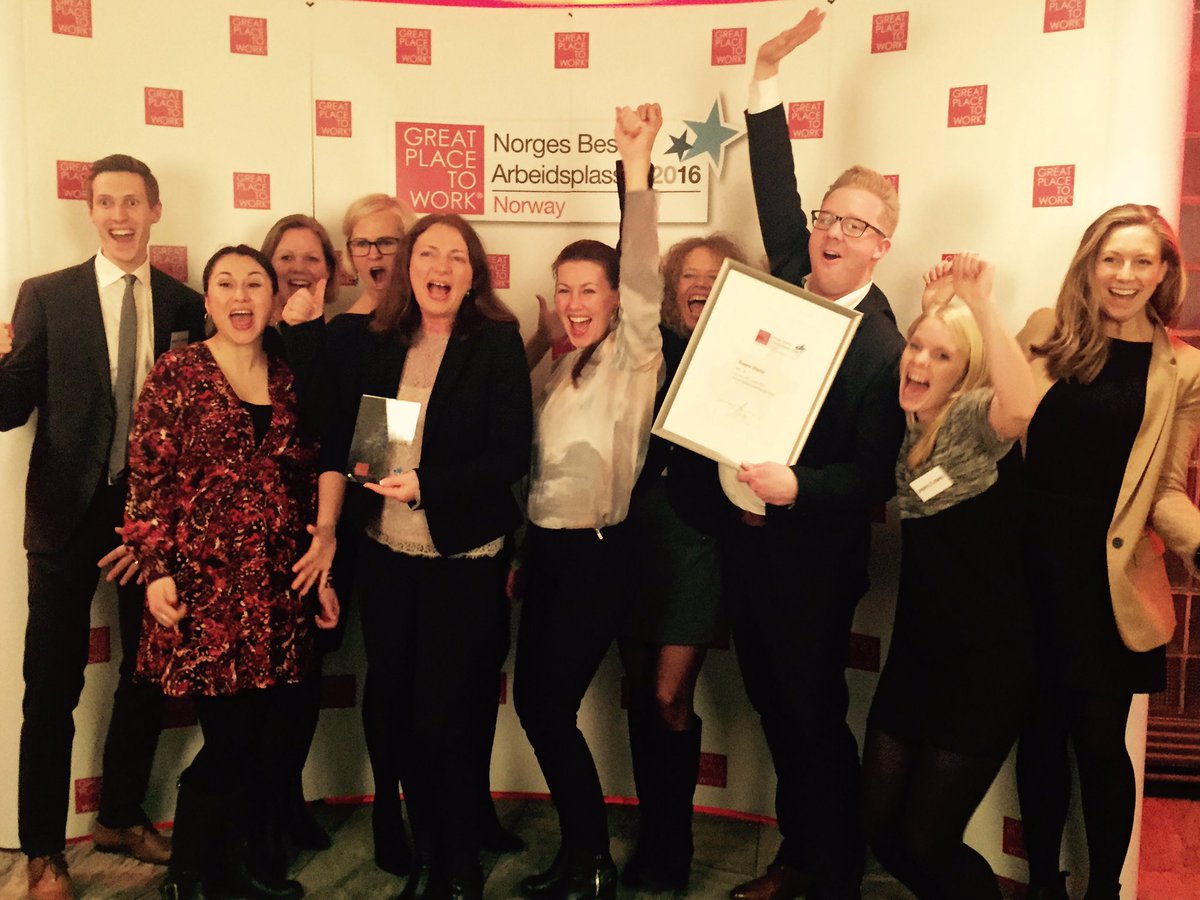 Stolt av arbeidsplassen min! Nest beste stedet å jobbe i Norge - kun slått av vår kunde Reitangruppen😀 #GPTW2016