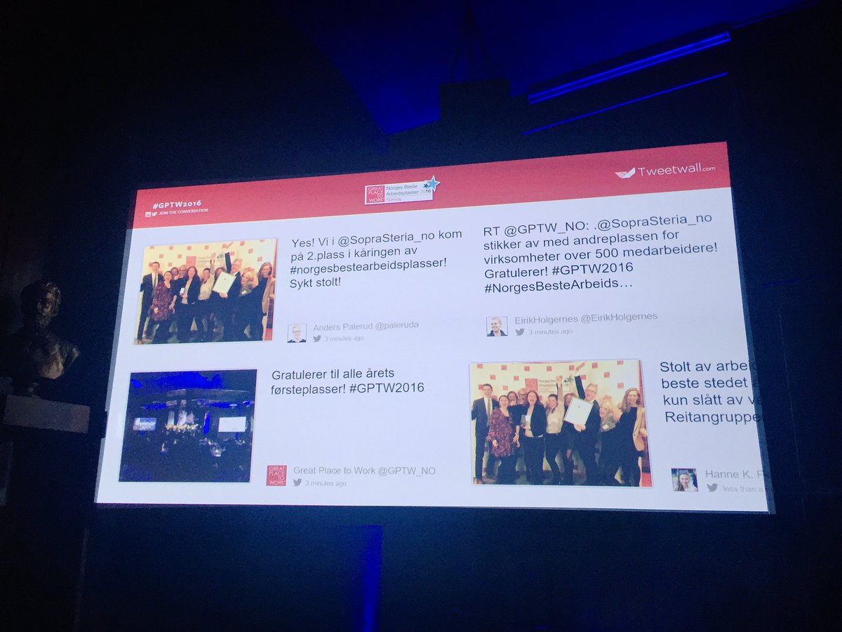 Og som vanlig har vi årets ivrigste tvitrere på Great Place to Work😂 #GPTW2016 @SopraSteria_no