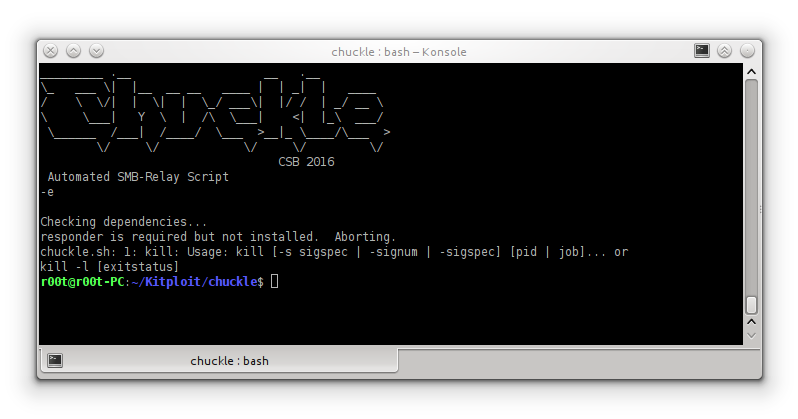 KitPloit's tweet image. Chuckle - An Automated SMB Relay Script goo.gl/MhMVuX #Chuckle #Linux #MSFconsole