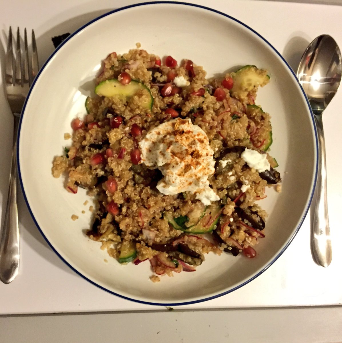 yvettenowlan's tweet photo. #imadethis Spiced #Aubergine #Quinoa Salad from @SainsburysMag #Aug2014. Another delicious @LucyJessop #recipe. #yum https://t.co/wTMRiCUBCL