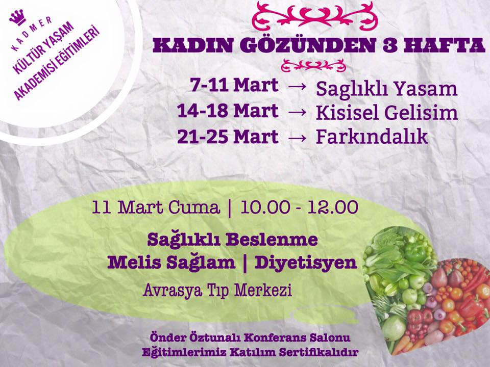 Yarın 10.00 - 12.00 saatleri arasında "Sağlıklı Beslenme" konulu seminerimiz İKÜ Ataköy Yerleşkesi'nde sizlerle..