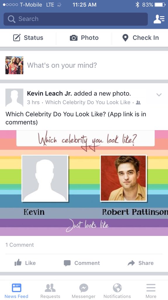 Kj took the which celebrity do you look like quiz...with no profile picture...and then posted the results