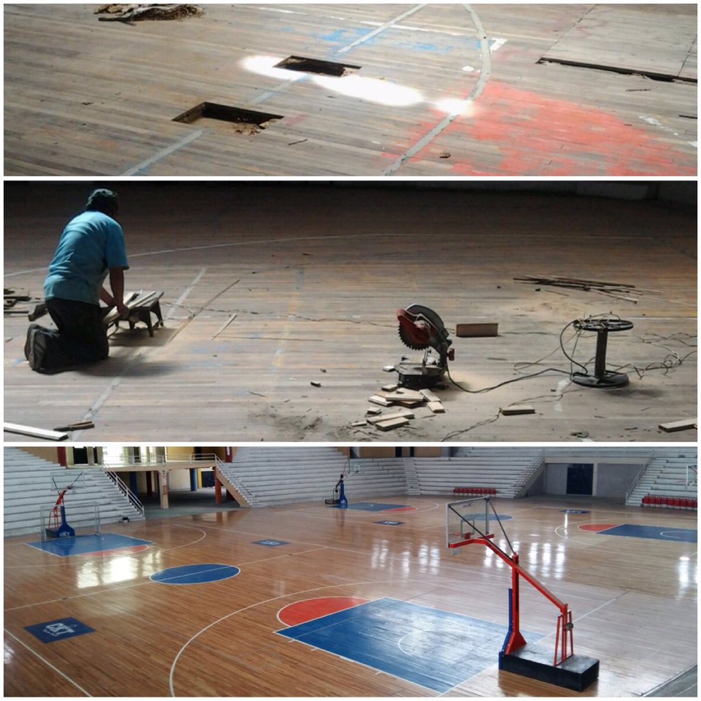 BaloncestoCKT's tweet photo. En antes y después de la rehabilitación Coliseo Iván Vallejo @LAFloV @BaloncestoCKT @FebEcuador https://t.co/gTD7Qqg8VS