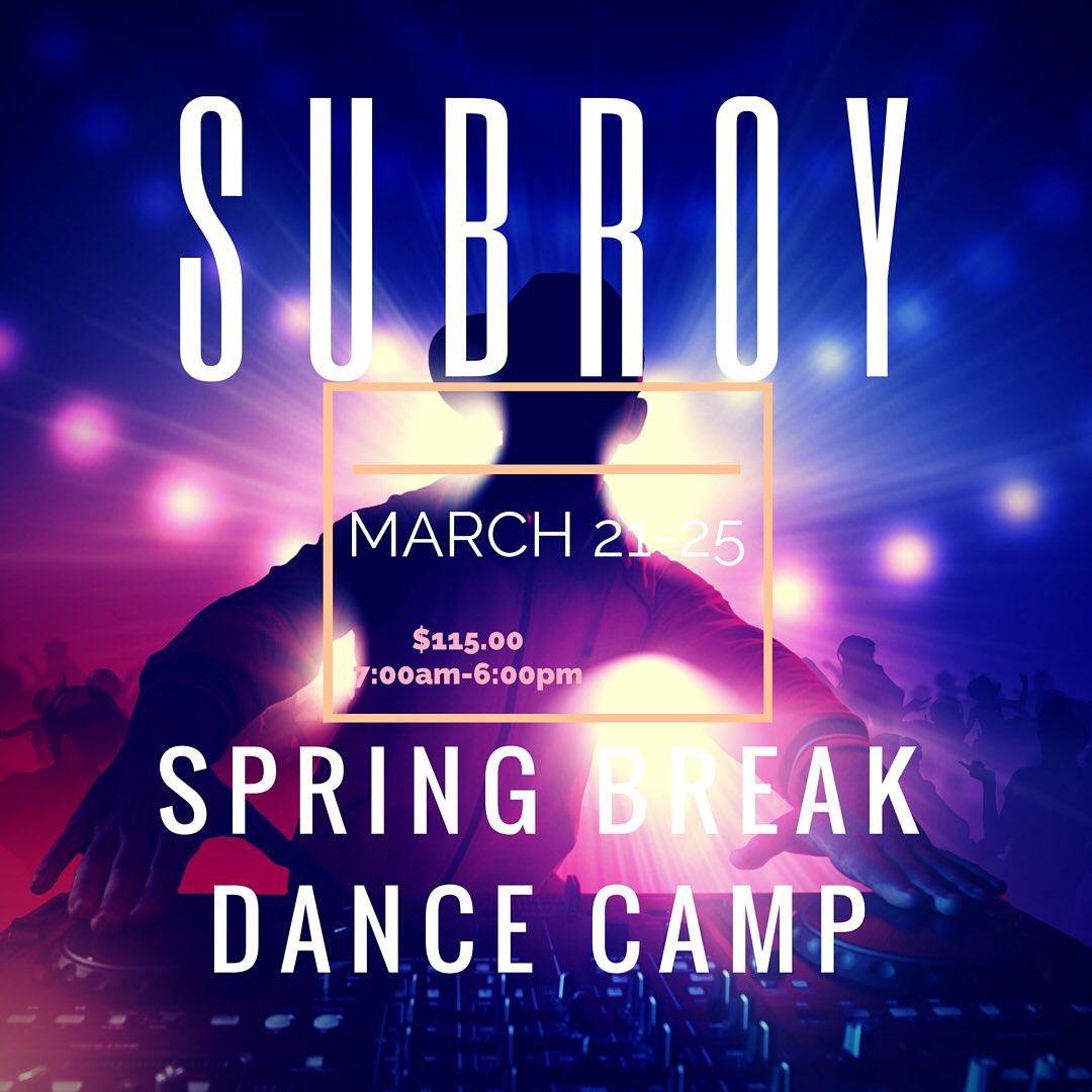 SUBROYstudios's tweet photo. Break into #dance this #SpringBreak with us 3.21 - 3.25! #Memphis #Choose901 #WhereTheProsTrain https://t.co/85ATMkI8v1