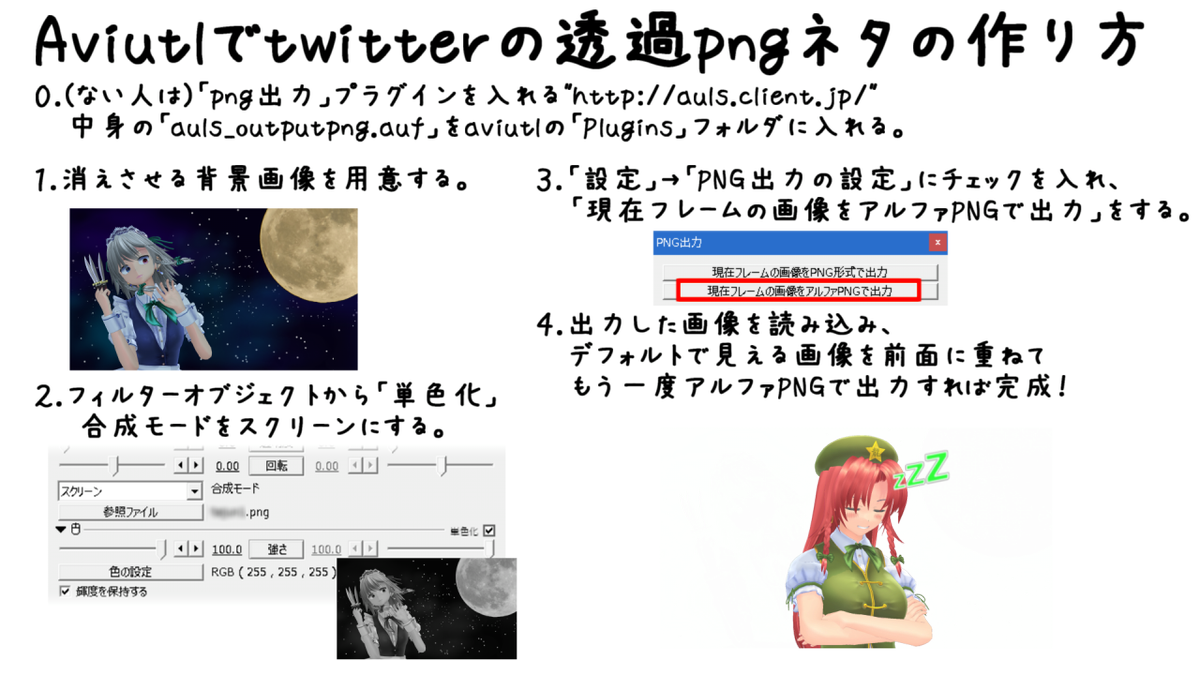 だんぶち Aviutlでtwitterの透過pngネタの作り方 使ったプラグインはこちらにあります T Co Xqvtebcy8a T Co Nponxlrunt