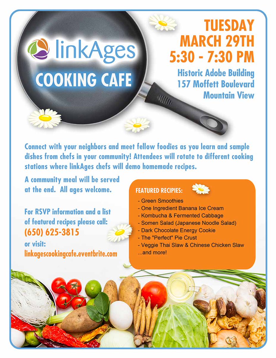 HelpFullLinkAge's tweet image. Join us 3/29 for a cooking class with local chefs &amp;amp; neighbors at the Adobe House in #MountainView!