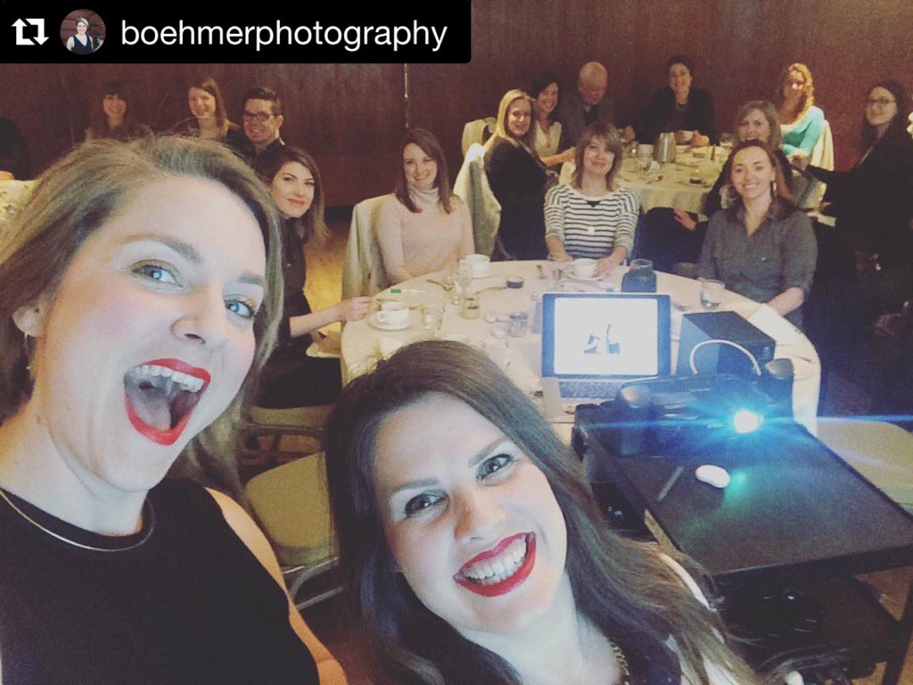 SaskMarketing's tweet photo. A group #selfie from yesterday's speaker lunch! @jocdemo #boehmerphotography #mesamisstudios #yxe #marketing https://t.co/7SlQ9KxCVr