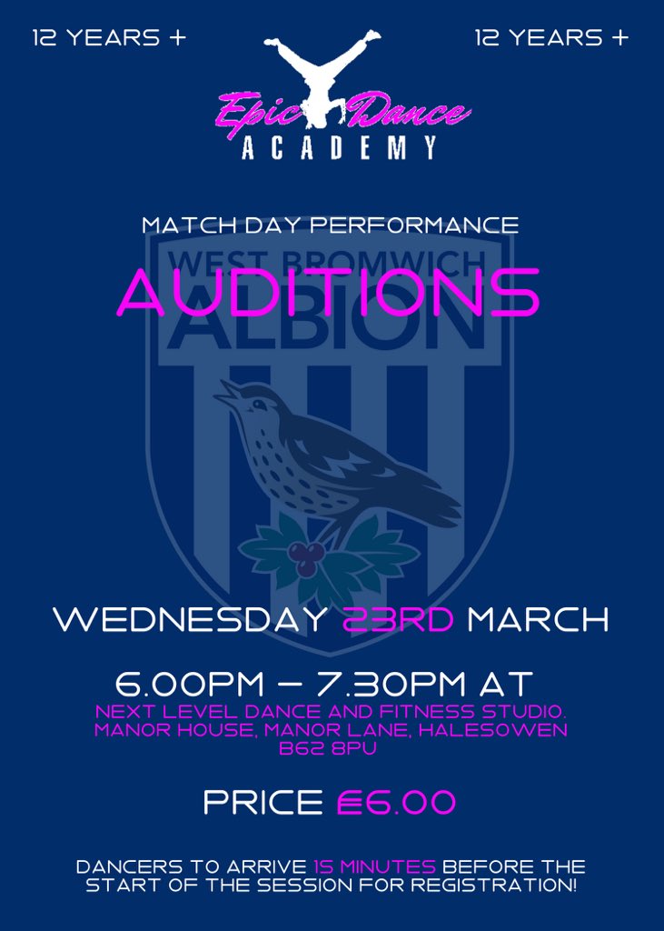 EpicDance2012's tweet photo. Match day auditions!!!
#baggies #epic #dance @WBAFoundation @WBAFCofficial https://t.co/EtaI3TGceo