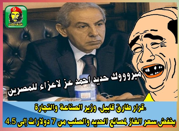 خفض سعر الغاز لمصانع الحديد والصلب من 7 دولارات إلى 4.5 