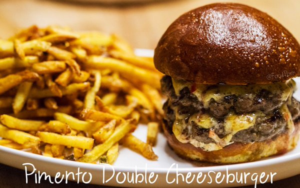 YummyPost's tweet image. Pimento Double Cheeseburger. YES!