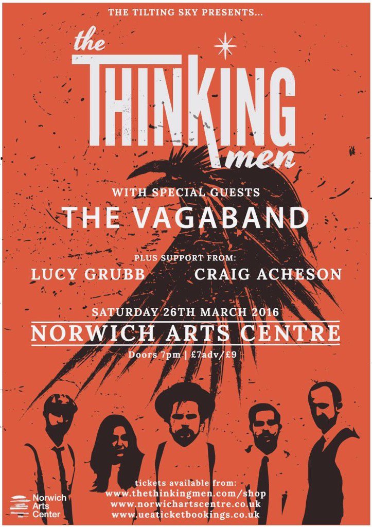 tiltingcraig's tweet photo. .@TheThinkingMen @TheVagaband @desertboot_luce &amp; Craig Acheson @NorwichArtCentr is SOLD OUT !! I did warn you xx https://t.co/w4UdOaPy5m