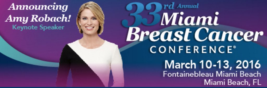 Novilase's tweet image. Miami Breast Cancer Conference starts today. Excited to hear keynote speaker @arobach! See you there.