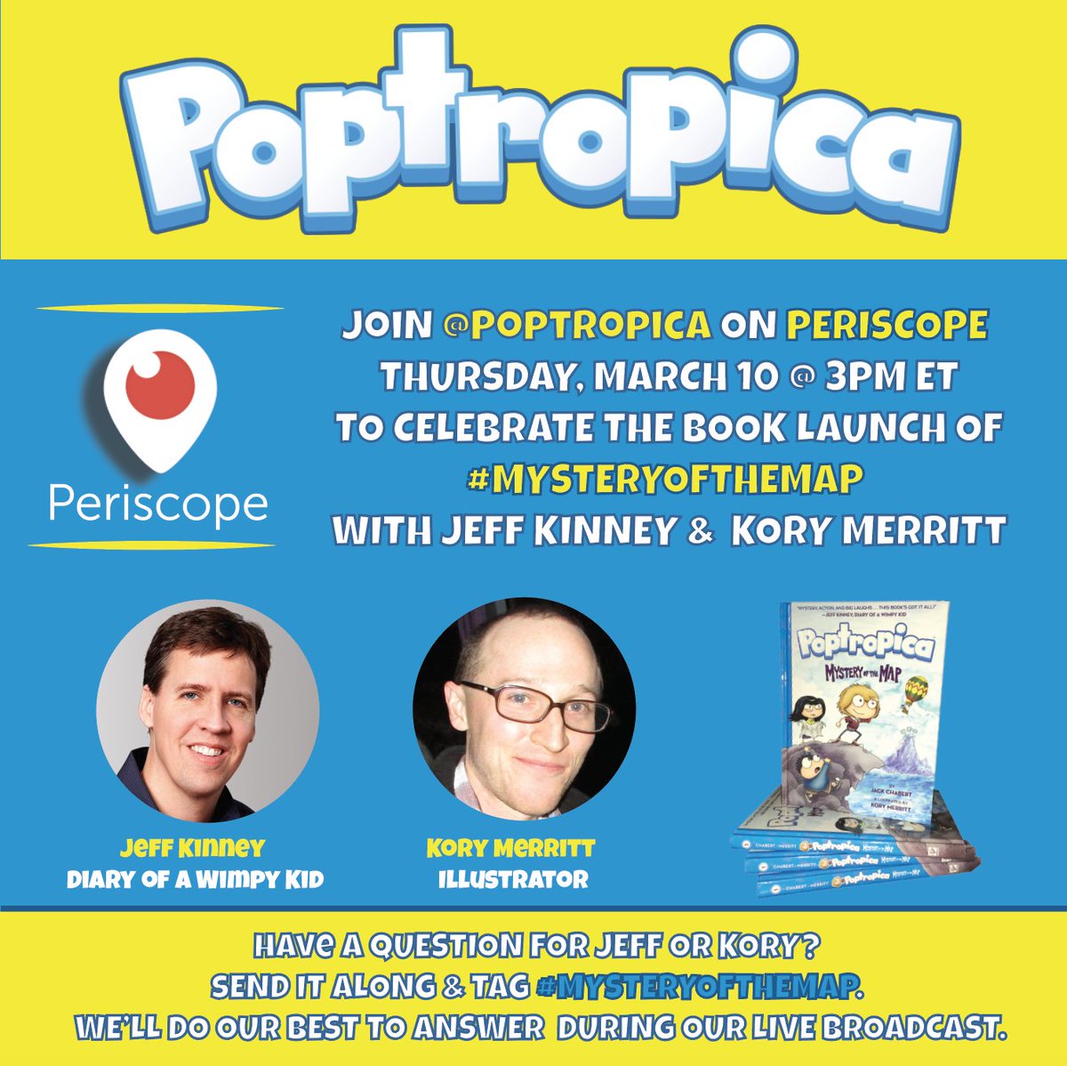 Poptropica's tweet photo. Let’s get this fun started! Tune in now to Twitter or better yet, on #Periscope @poptropica to chat w/Jeff &amp; Kory! https://t.co/CWLfyb8BOQ