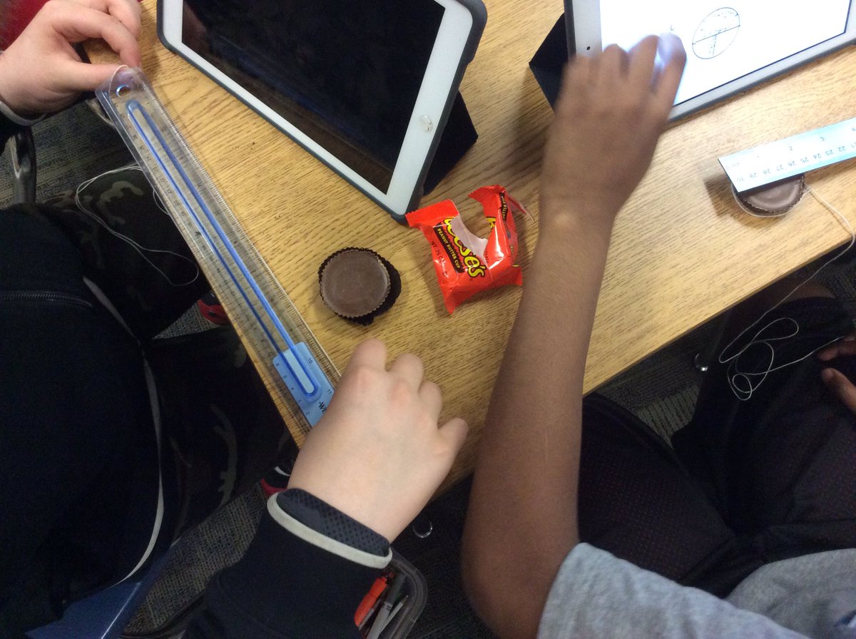 brgolub's tweet photo. The best way to learn about Pi, 3.14, is by measuring Oreos, Reese's, and pies. #proudtobesmsd #Brookridge https://t.co/f77Q42L4cF