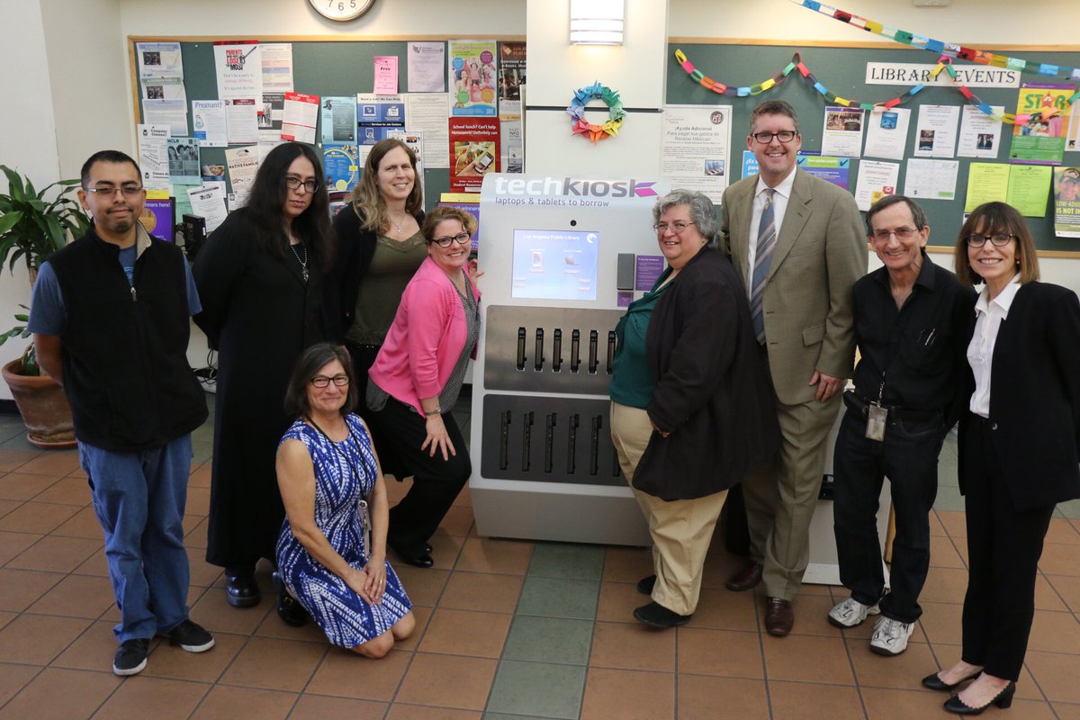 LAPublicLibrary's tweet image. Thanks to our Board members &amp;amp; Councilmember Fuentes for stopping by @pacoimalibrary to try our newest #techkiosk