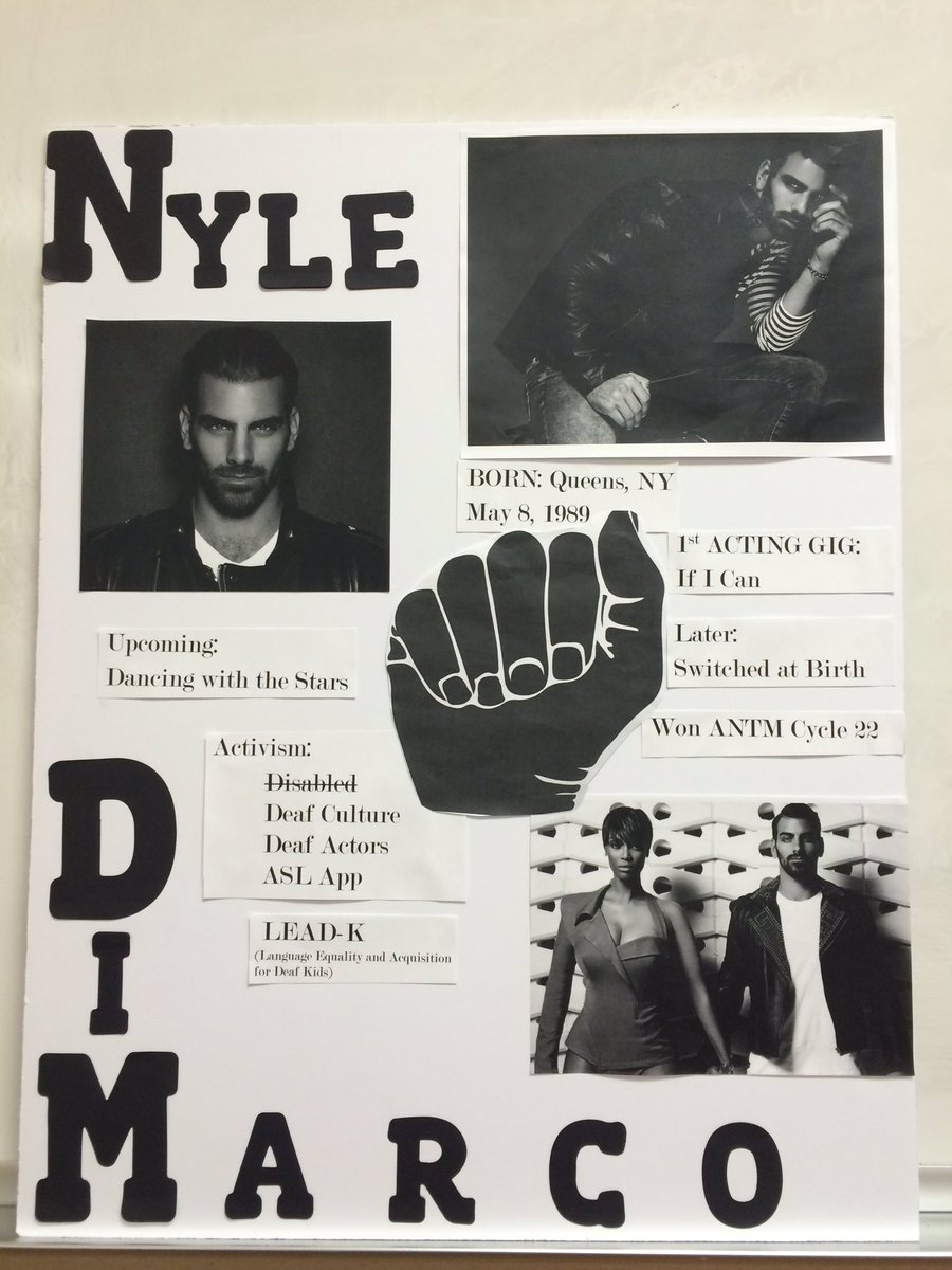 Rojokyker94's tweet photo. My poster for my brief presentation on @NyleDiMarco in my ASL2 class. #aslapp #redefiningdance 💯 https://t.co/dUiN6JqFig