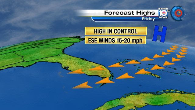 High pressure maintains control of #SOFLO.  That means mainly dry and breezy weather prevails! https://t.co/PLEj2rT3vd