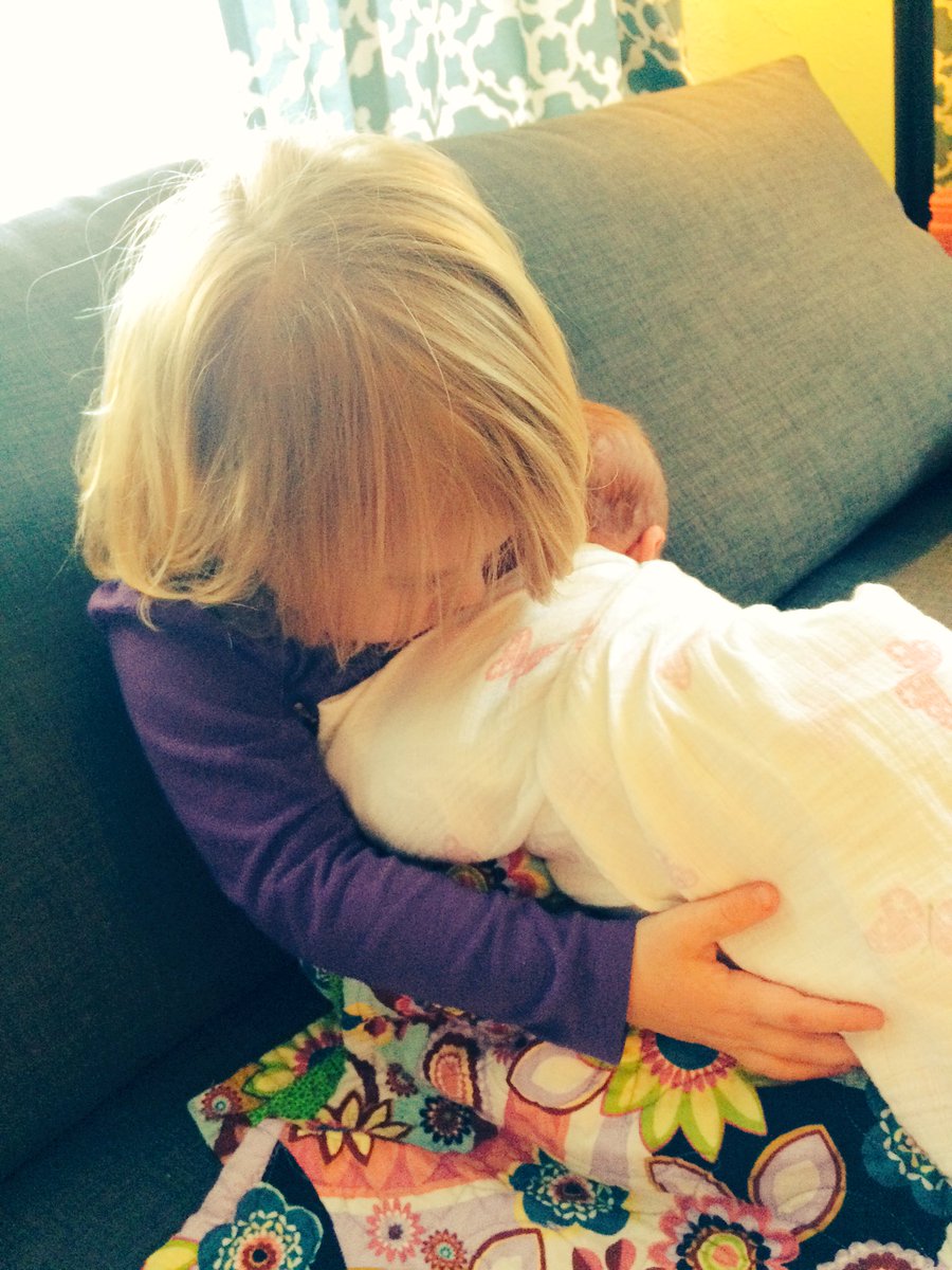 I loved watching my little girl #cuddling with the #newbaby.