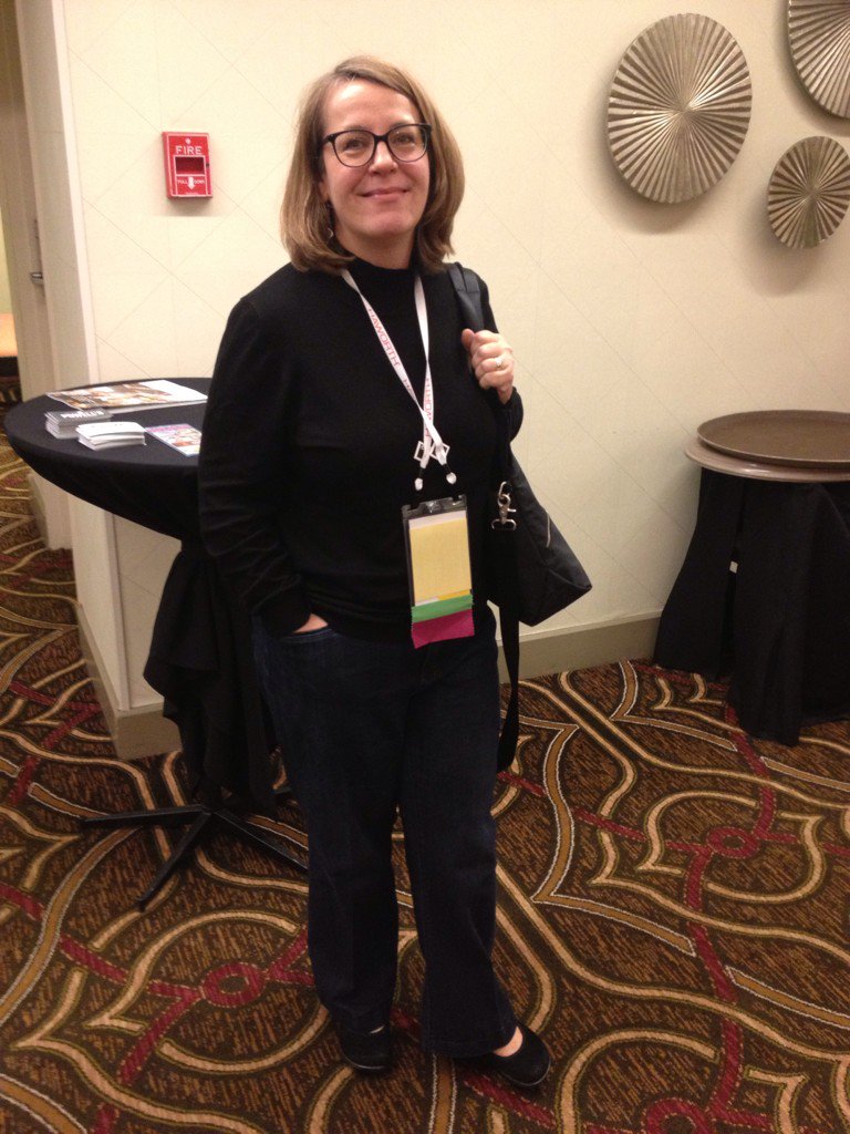 reddirtcowboy's tweet photo. Jennifer Black with gigantic name tag. #idec16photo #pwwb https://t.co/RB0n5lfo6G