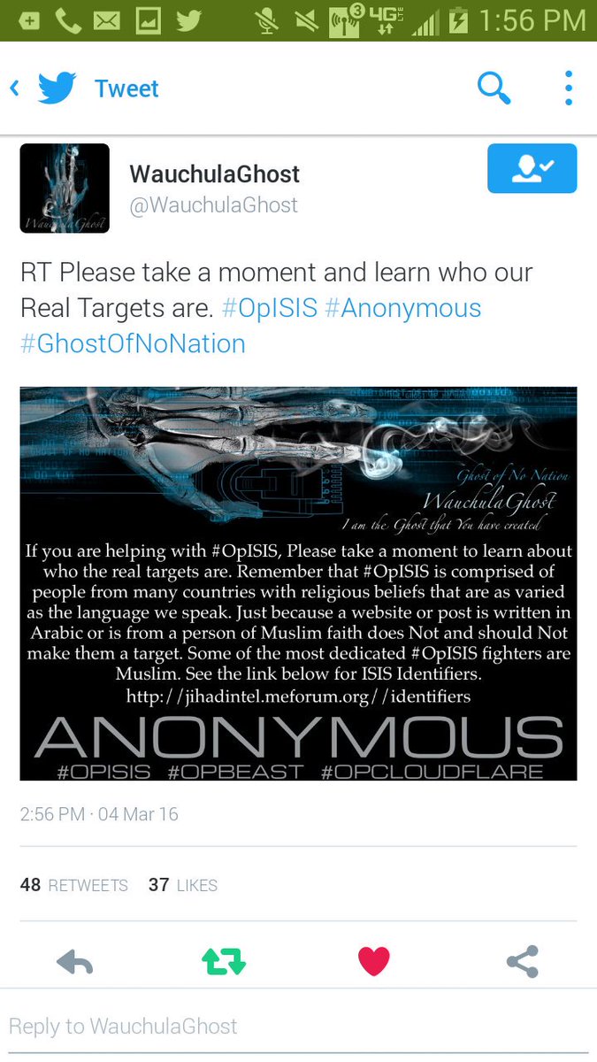 buell003's tweet photo. @AndresUnchained @WauchulaGhost @AnonyOpNews @YourAnonCentral #OpISIL #OpDaish ○ ¡Yes Respect #GhostOfNoNation! ○ 🙏 https://t.co/jHYQAdlAkm