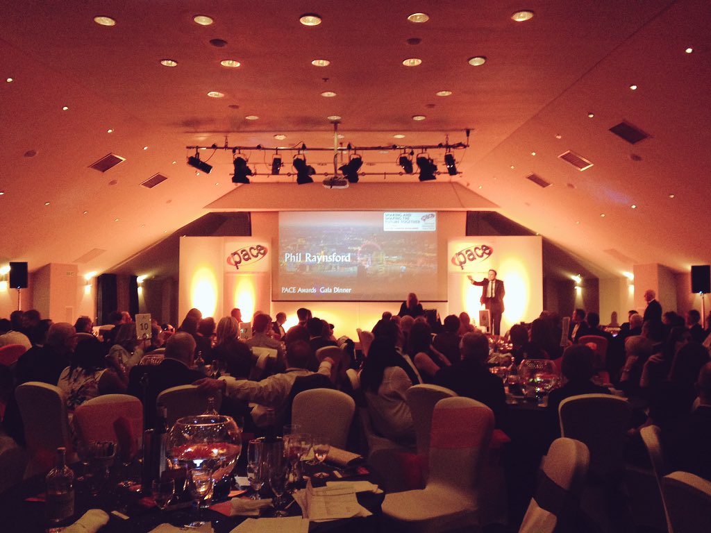 PACEUK's tweet image. #PhilRaynsford making the crowd howl with laughter. Excitement is building for the awards! #PACE2016 #awards