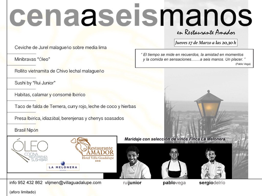 #cenaaseismanos #restauranteamador #chefpablovega <a href="/amador_fdez_van/">Chef Amador Fernández</a> <a href="/oleocac/">Óleo restaurante</a> <a href="/MataRui/">rui junior</a> <a href="/serriocamacho/">Sergio Del Rio</a> <a href="/ruedafer/">Fernando Rueda</a>