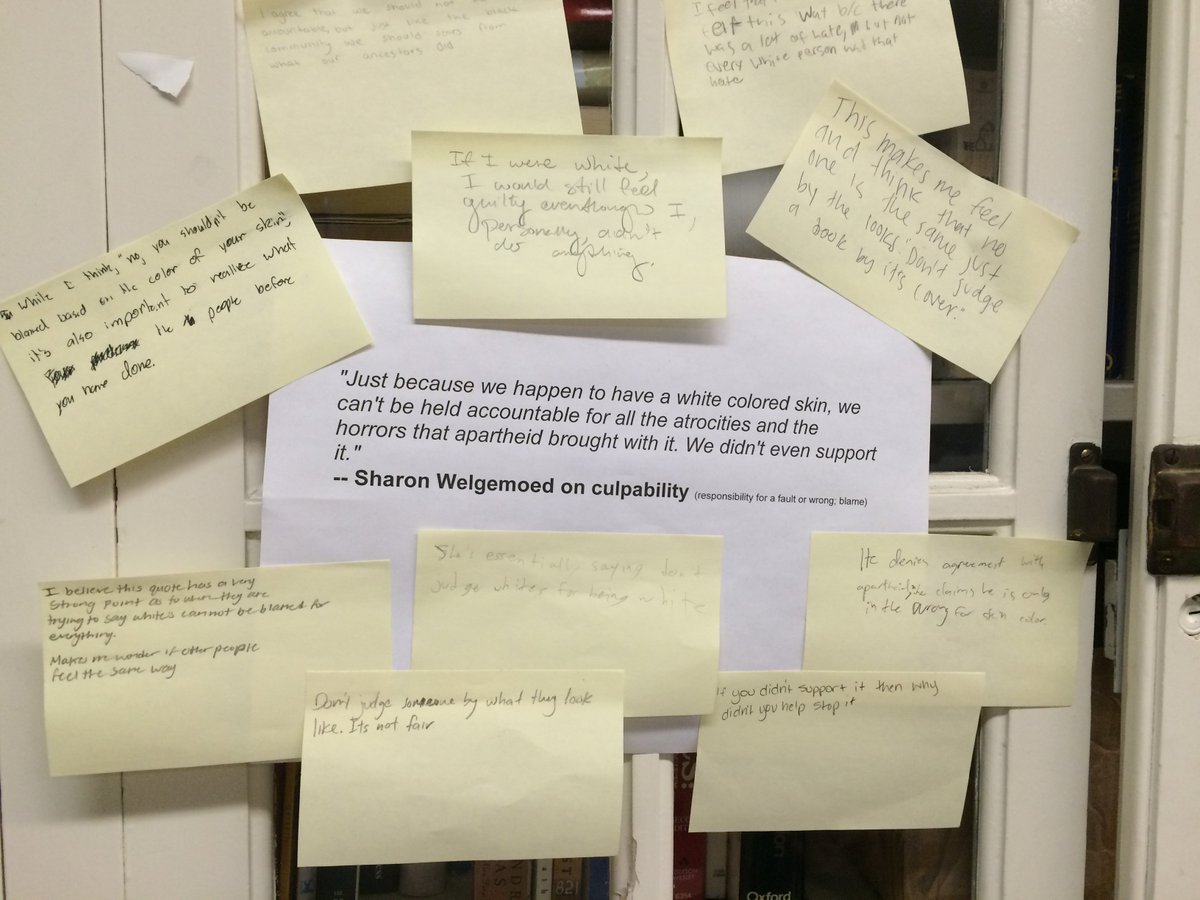 Silent discussion about Apartheid and racial discrimination #courageousconversations #historyteacher #edchat