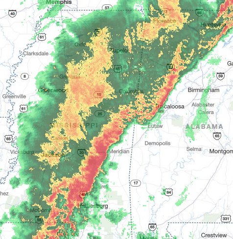 Really impressive precip over the south now!