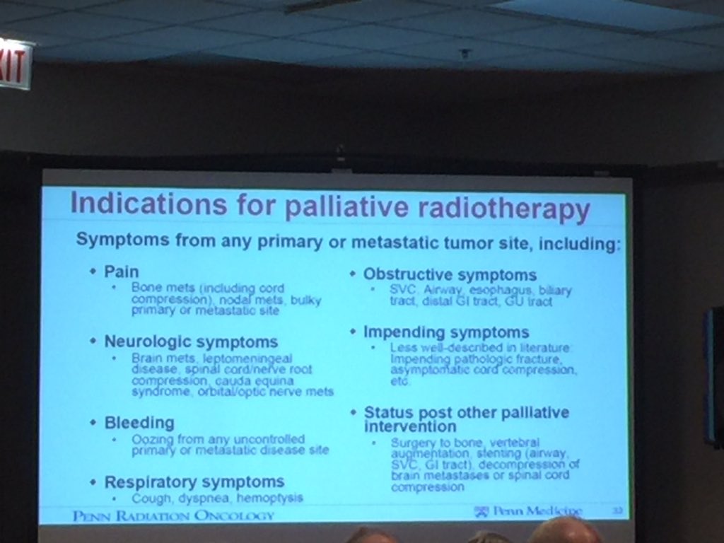 CAJonesMD's tweet image. Indications for palliative #XRT #hpm16
