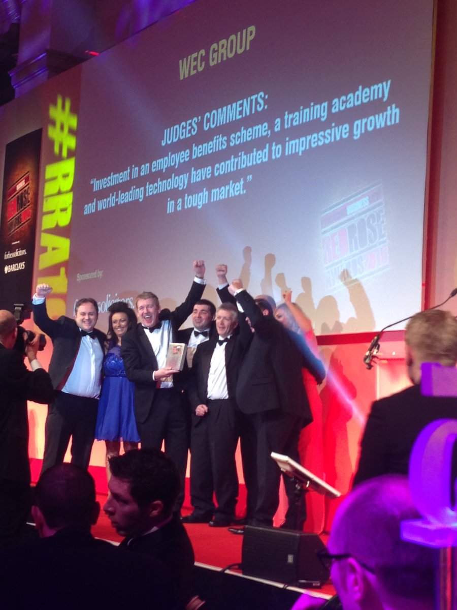 Congratulations <a href="/wecgroupltd/">WEC Group</a> winners of the large business award #RRA16 <a href="/redroseawards/">Red Rose Awards 🌹</a>