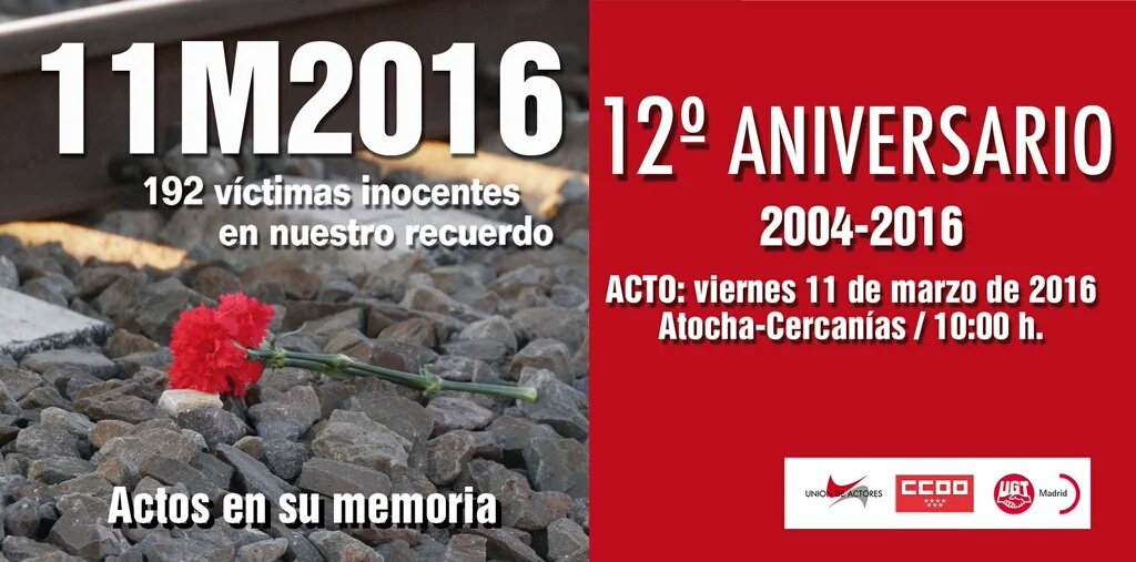 Hoy estaremos en los actos de homenaje por #11Marzo, día de recuerdo y reconocimiento a las víctimas y sus familias.