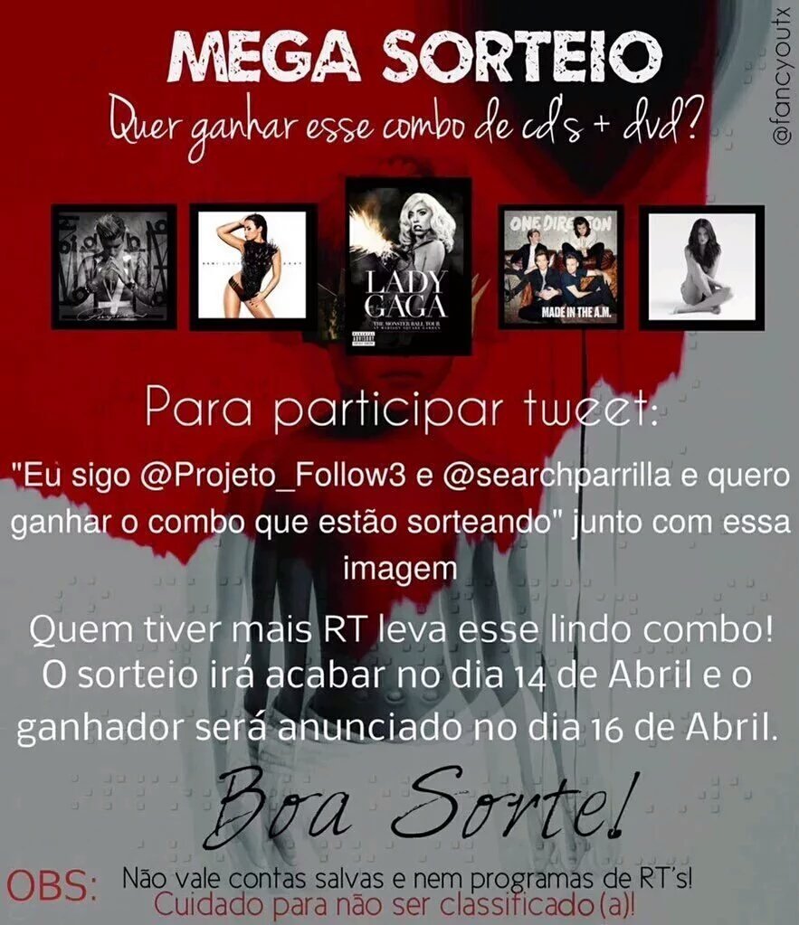 Cupcakestylinsn's tweet image. "Eu sigo o @Projeto_Follow3 e @searchparrilla e quero ganhar o combo que estão sorteando"