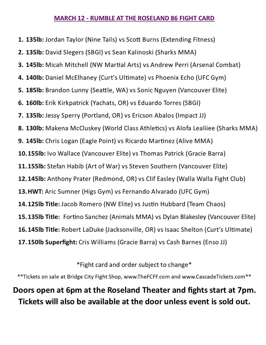 BOSSLADYMMA's tweet photo. #RUMBLE86 FIGHT CARD - DON'T MISS OUT ON MARCH 12TH!!! #TICKETSONSALENOW #THEFCFF.COM @BCfightshop https://t.co/wiTFrohsBa