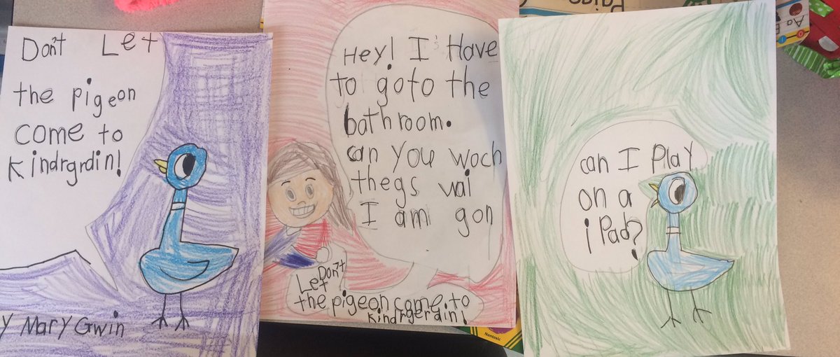 mrs_ashleyogle's tweet image. Kinders creating their own Mo Willem&apos;s book as we dig into the author&apos;s craft ❤️ #iteachk