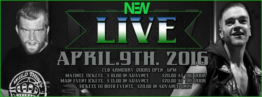NewWrestlingNL's tweet photo. April 9th, 2 shows matinee &amp; evening. @KingCEW709 @DynamiteLCW @TheBrandonFlip @xxlthe1 @veganwrestler @JustinLock_ https://t.co/0m3a38MZQh