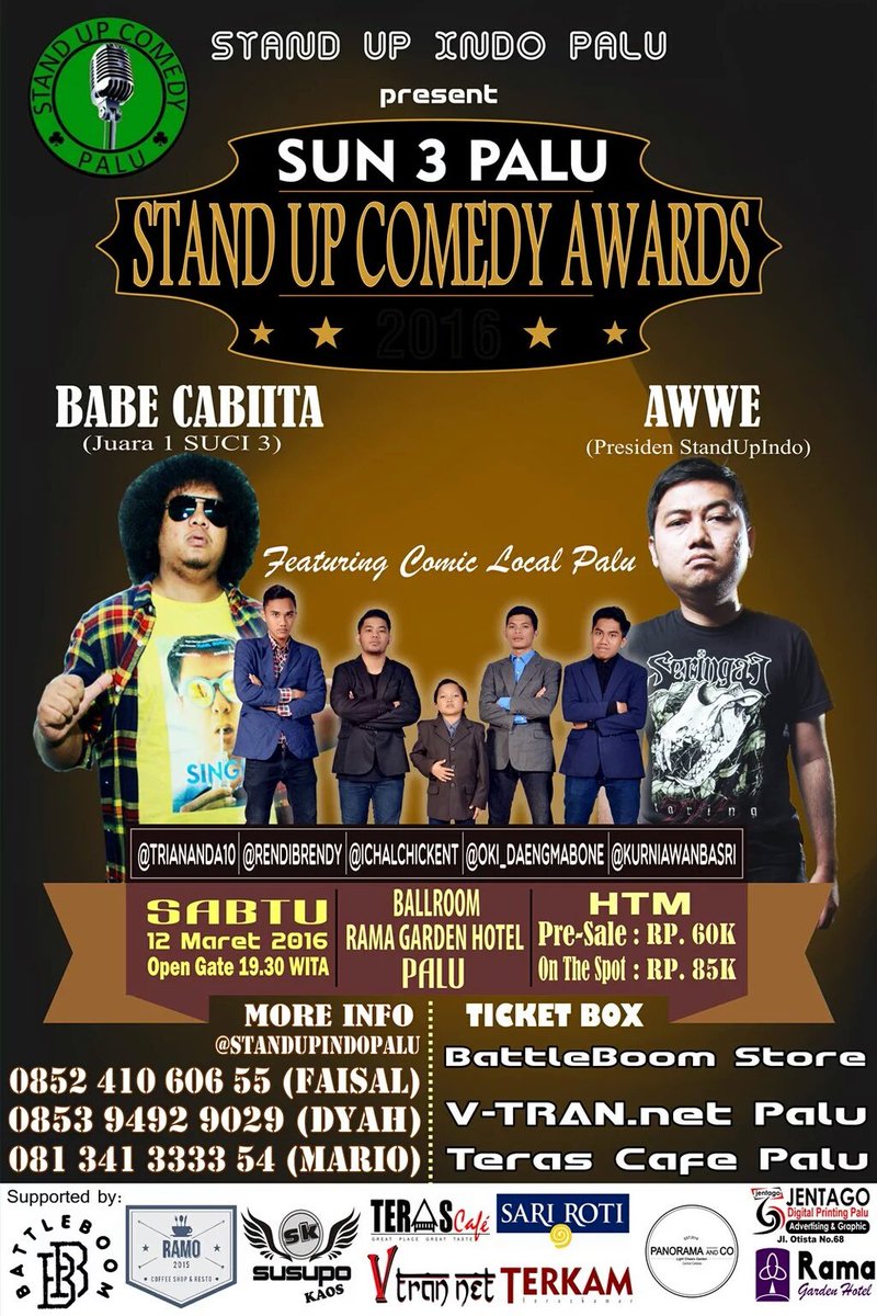 Tiket masih bisa kalian dapatkan di Tiket Box:  
<a href="/BattleBoomStore/">BB OFFICIAL®</a> &amp; <a href="/terascafepalu/">terascafepalu</a> ayo sebelum kehabisan.. #SUN3PALU