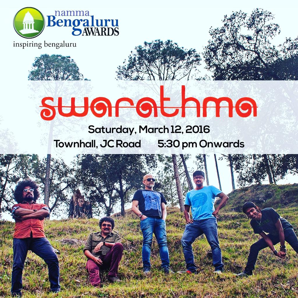 swarathma's tweet photo. Proud to play for Bengaluru's heroes! Live at @Namma_Bengaluru #NBAwards2015 To be on our guest list, @Reply! https://t.co/kDDvMXbwXs