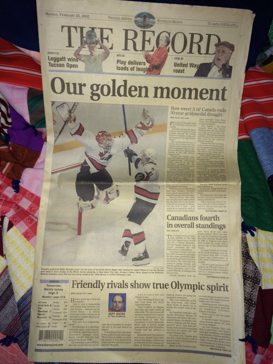 TheMapleLee_16's tweet photo. I was going through some of my keepsakes and this was unearthed! @HockeyCanada #KWRecord. #Gold #2002 #CanadaHockey https://t.co/8FAuRc1IIP