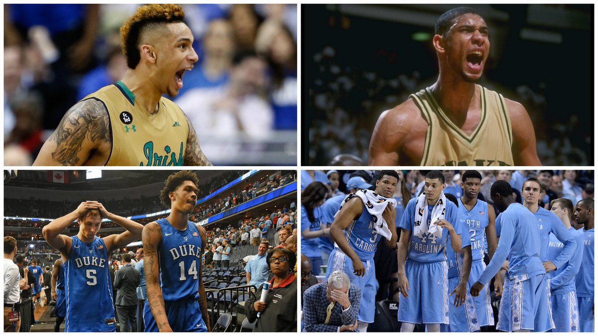 Crazy Stat of Day: Notre Dame is 1st team w/ 5 straight wins vs UNC &amp; Duke since Tim Duncan's '95-96 Demon Deacons.