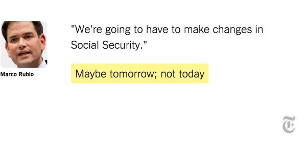 nytimes's tweet image. Fact Check: Marco Rubio says Social Security needs to change nyti.ms/1nBvY55