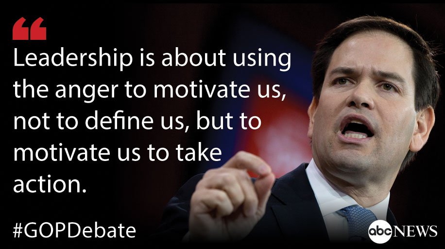 ABCPolitics's tweet image. .@marcorubio says "of course" people are angry, but "leadership is about using the anger to motivate us."