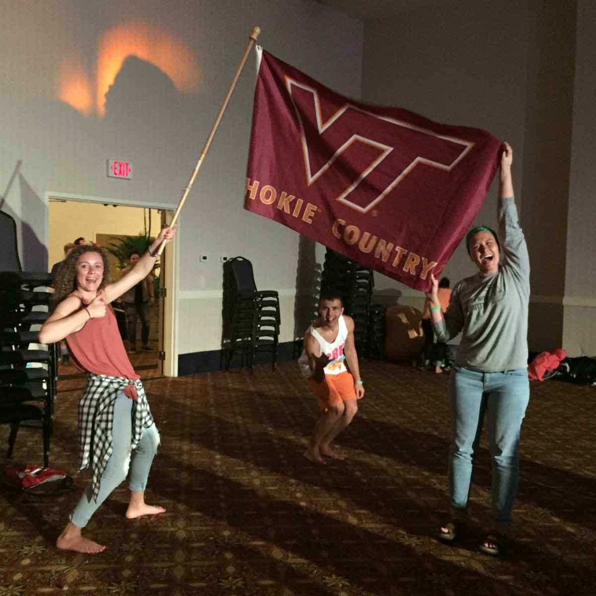 Addybordine's tweet photo. Hey Freshman Matt from @vtcru we got the flag without your help #whatisahokie @shelbyabbott #BigBreak16 #GOgreen https://t.co/t2fh6LqJ0n