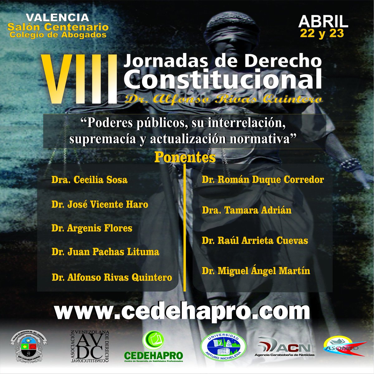 Daniel_RiosVE's tweet photo. "VIII Jornadas de Derecho Constitucional Dr. Alfonso Rivas Quintero" #EventoACN @cedehapro https://t.co/7IhvIj8XAK