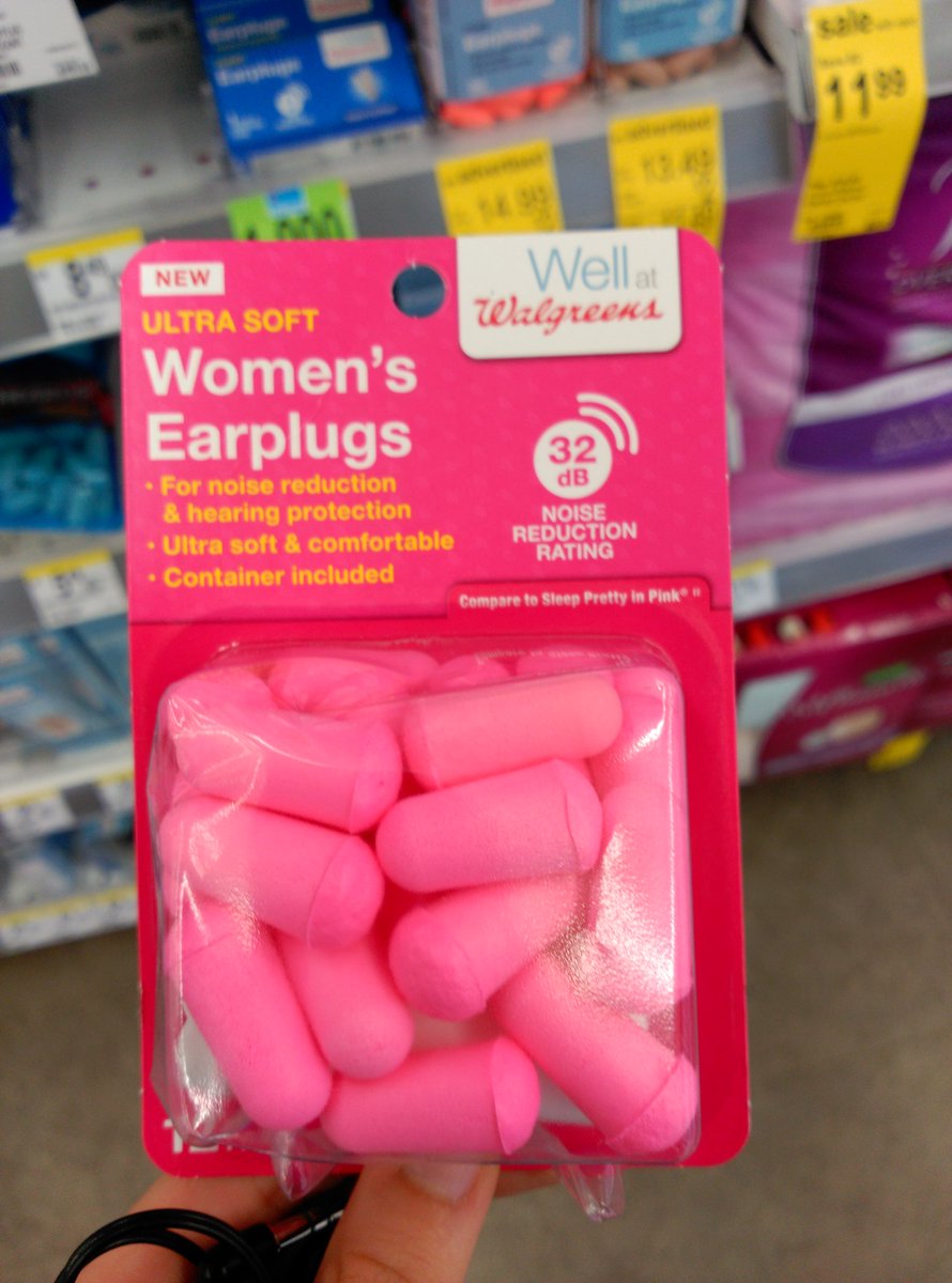 dasfletcher's tweet photo. .@Walgreens for women? Seriously? Why are we supposed to need special earplugs? And they're pink, of course. https://t.co/4b4gnR0TPx