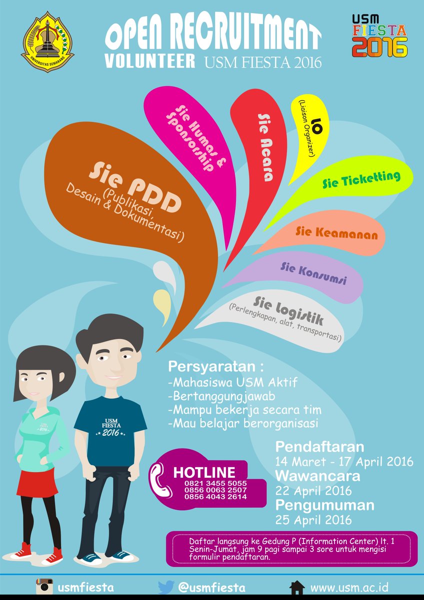 Open Recruitment "Volunteer <a href="/usmfiesta/">usmfiesta</a> 2016" | Pendaftaran mulai besok Senin 14 Maret 2016 !!!