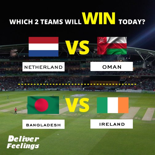 deliver_feeling's tweet photo. #NETvsOMA &amp; #BANvsIRE
#ContestAlert #Predict2Win #DeliverFeelings
Which two teams will win today's matches? https://t.co/QIQM3QrwRU