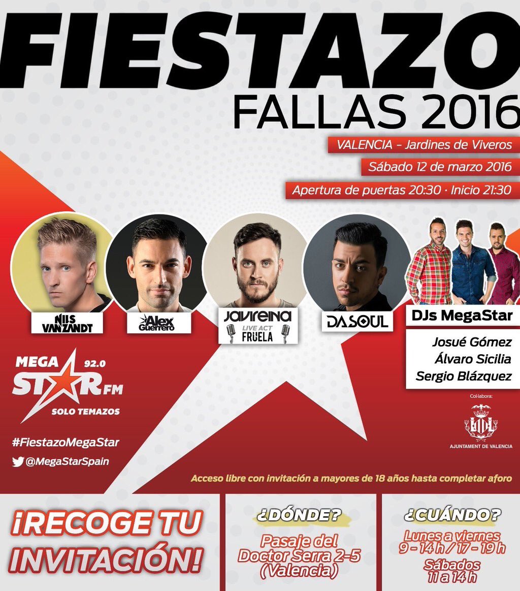 jorditarre's tweet photo. Mañana @fruelaofficial y @DjJaviReina en el festival @MegaStarSpain en #Fallas2016 de #Valencia. !Fiestón asegurado! https://t.co/pXrG9EPReO