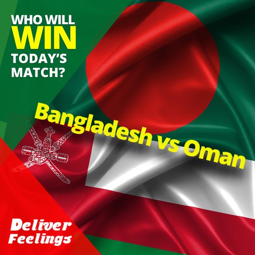 deliver_feeling's tweet photo. Who will today’s ICC T20 #WorldCup match?
#BANvsOMA
#ContestAlert #Predict2Win #DeliverFeelings https://t.co/QXo2NIdWTL
