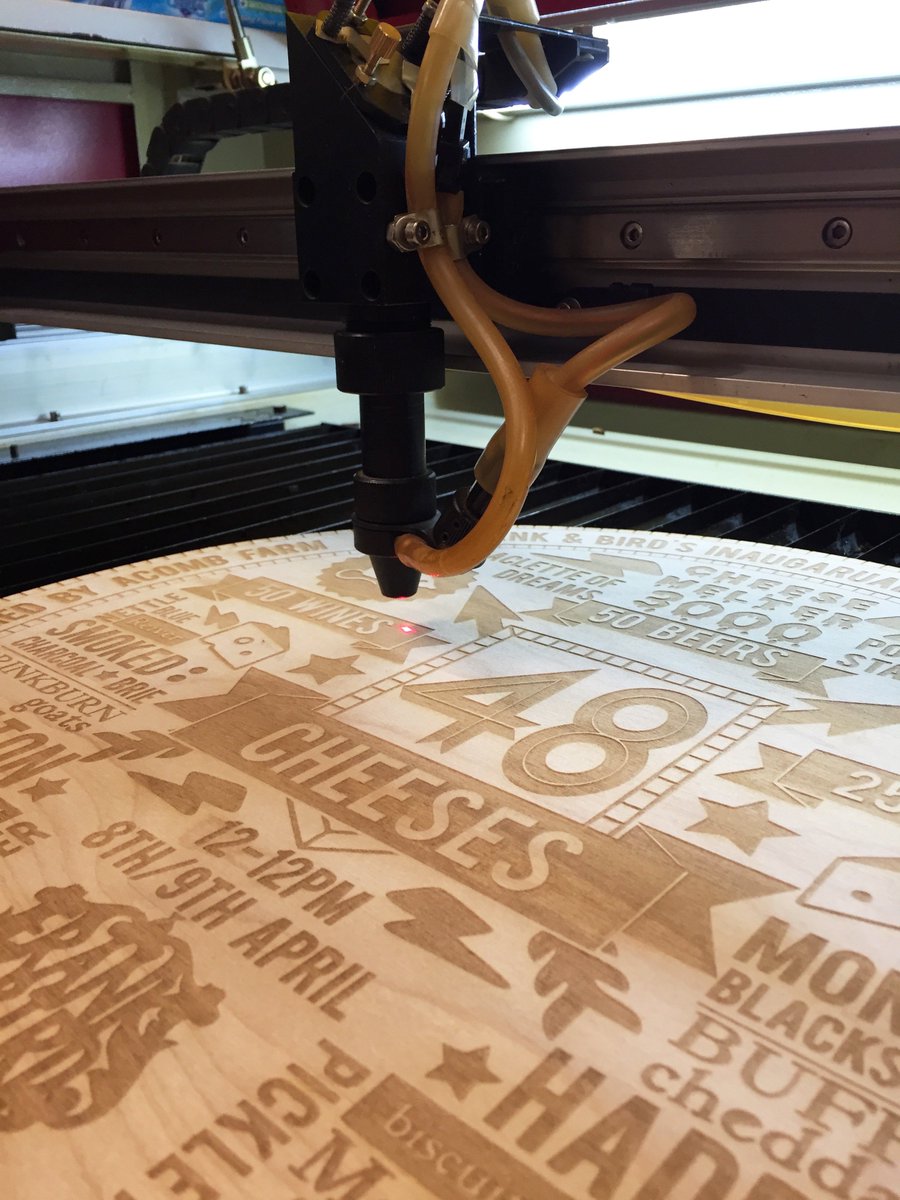 Happy_Hunch's tweet photo. Our laser etched poster for @FrankandBirdLtd Festival of Cheese @brandlingvilla. 8/9th April https://t.co/Q3hTNI6toK https://t.co/h3Ha6pE4NR
