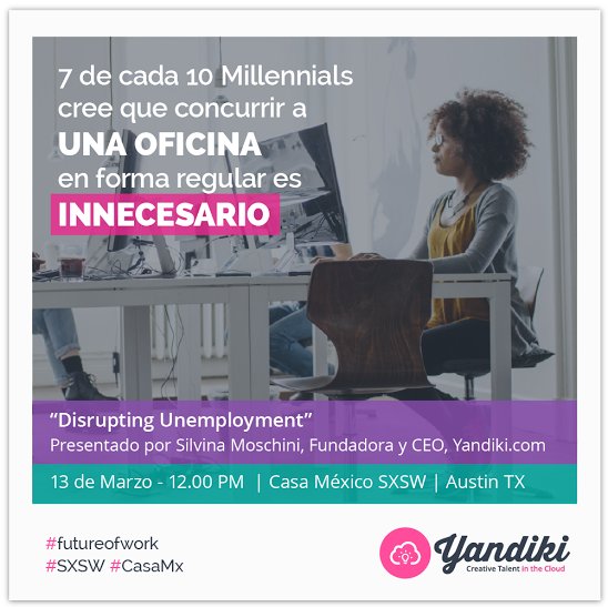 Miss_Internet's tweet photo. Hoy arranca #CasaMX @#SXSW. El domingo al ½ día estaré con mi conferencia "Disrupting Unemployment" https://t.co/fbbcuNVAu6